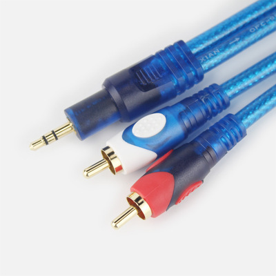 【【一线】YX-3313高保真数码音频线3.5/公-2RCA/公透明蓝色1.8米】价格,厂家,图片,其他影音电器配附件,福州悦鸣音响器材-